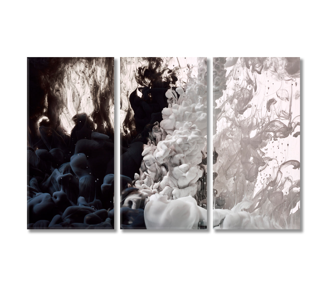 Abstract Black And White Paint Splash in Water Canvas Print-Canvas Print-CetArt-3 Panels-36x24 inches-CetArt