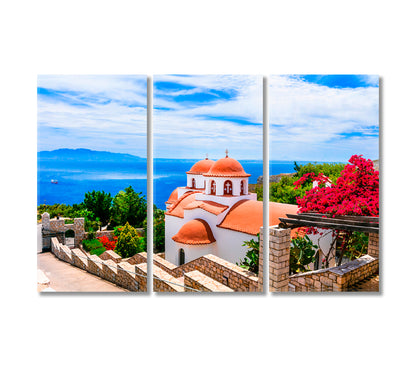 Monastery of Beautiful Kalymnos Island Greece Canvas Print-Canvas Print-CetArt-3 Panels-36x24 inches-CetArt
