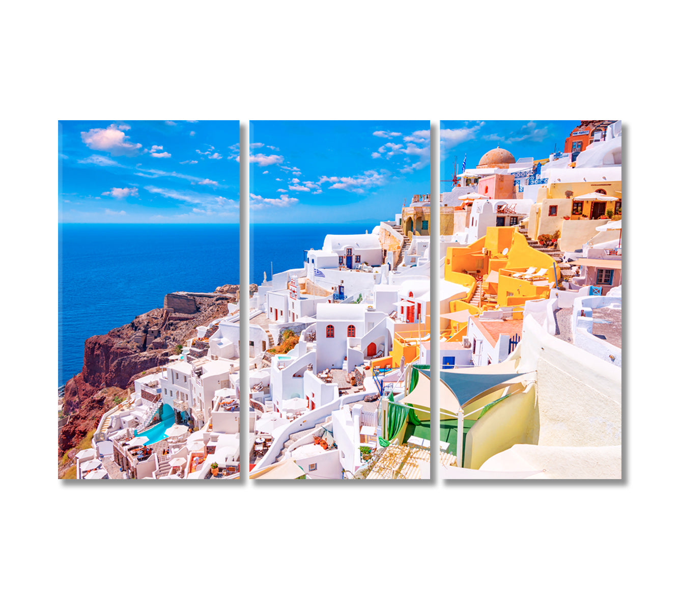 Oia Village Santorini Island Greece Canvas Print-Canvas Print-CetArt-3 Panels-36x24 inches-CetArt
