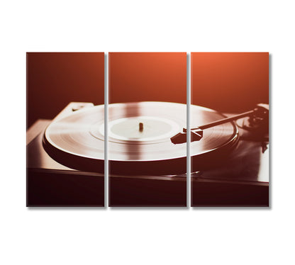 Vintage Record Player with Vinyl Disc Canvas Print-Canvas Print-CetArt-3 Panels-36x24 inches-CetArt