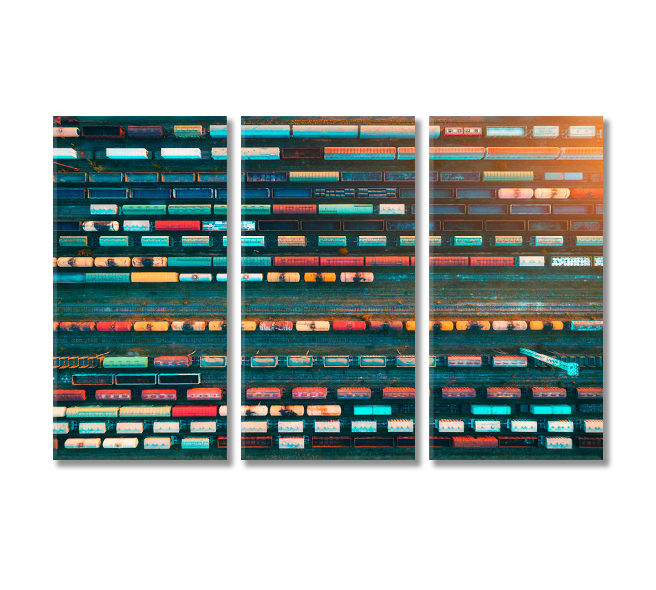 Colorful Freight Trains Canvas Print-Canvas Print-CetArt-3 Panels-36x24 inches-CetArt