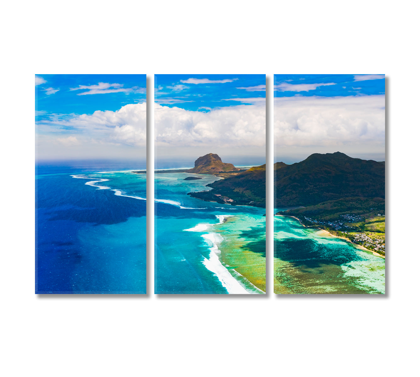 Amazing Landscape Le Morne Brabant Peninsula Mauritius Canvas Print-Canvas Print-CetArt-3 Panels-36x24 inches-CetArt