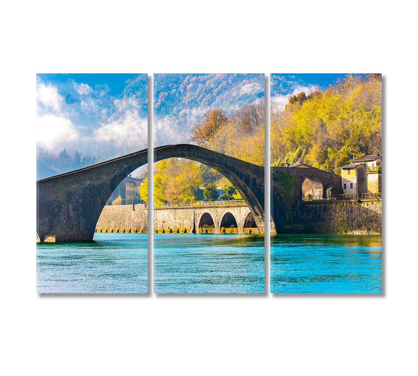 Ponte della Maddalena Devil's Bridge Italy Canvas Print-Canvas Print-CetArt-3 Panels-36x24 inches-CetArt
