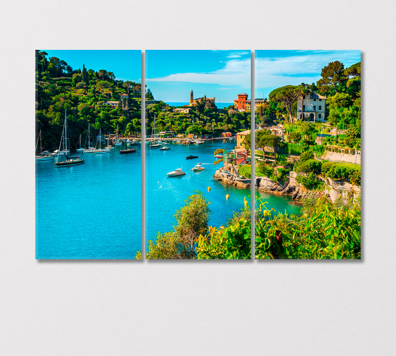 Cove in Resort Town of Portofino Italy Canvas Print-Canvas Print-CetArt-3 Panels-36x24 inches-CetArt