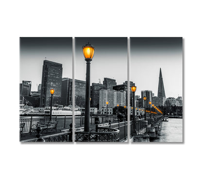 San Francisco in Black and White Canvas Print-Canvas Print-CetArt-3 Panels-36x24 inches-CetArt