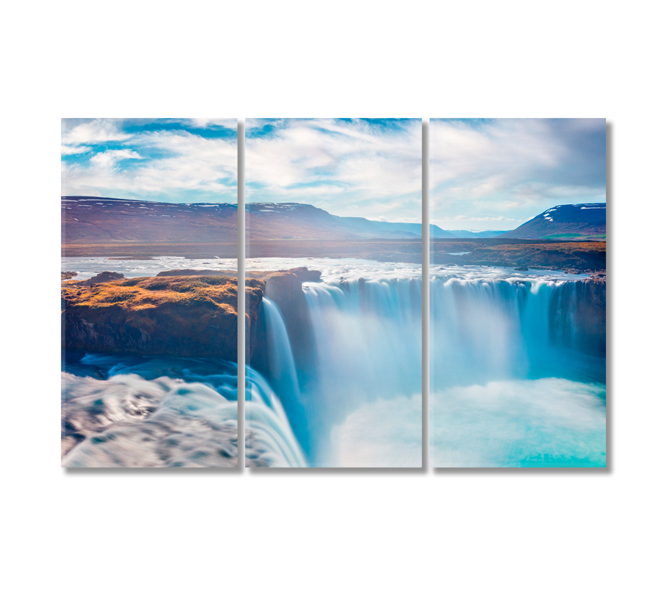 Sunrise at Godafoss Waterfall Iceland Canvas Print-Canvas Print-CetArt-3 Panels-36x24 inches-CetArt