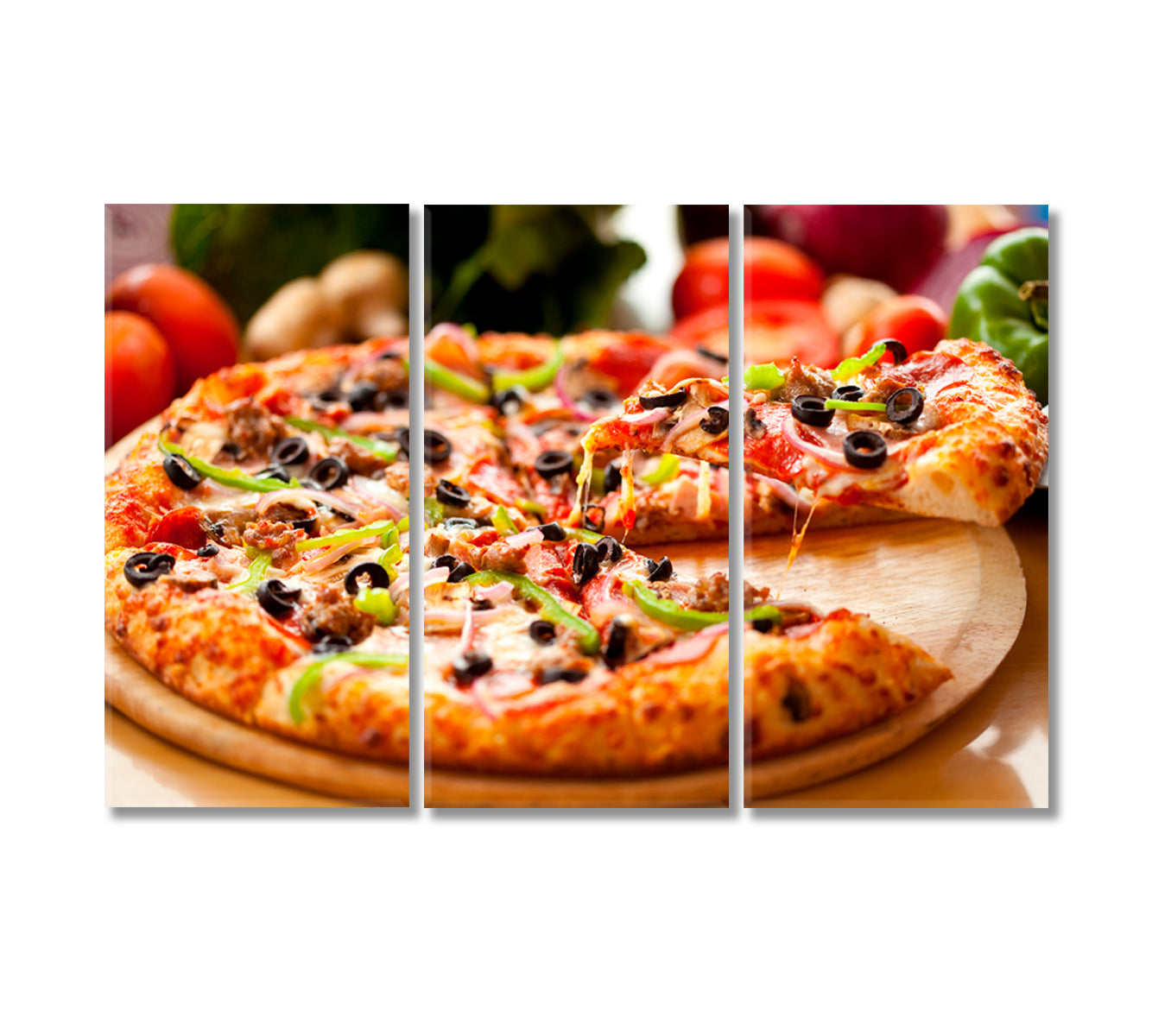 Tasty Pizza with Olives Canvas Print-Canvas Print-CetArt-3 Panels-36x24 inches-CetArt