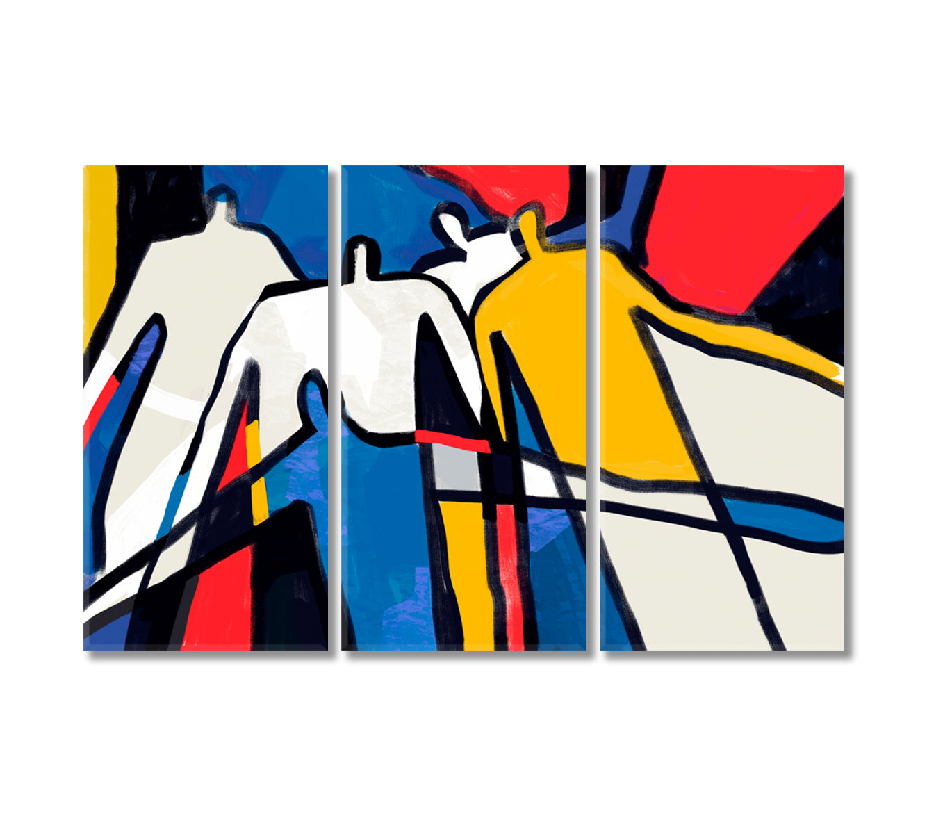 Colorful Abstract People Cubism Style Canvas Print-Canvas Print-CetArt-3 Panels-36x24 inches-CetArt