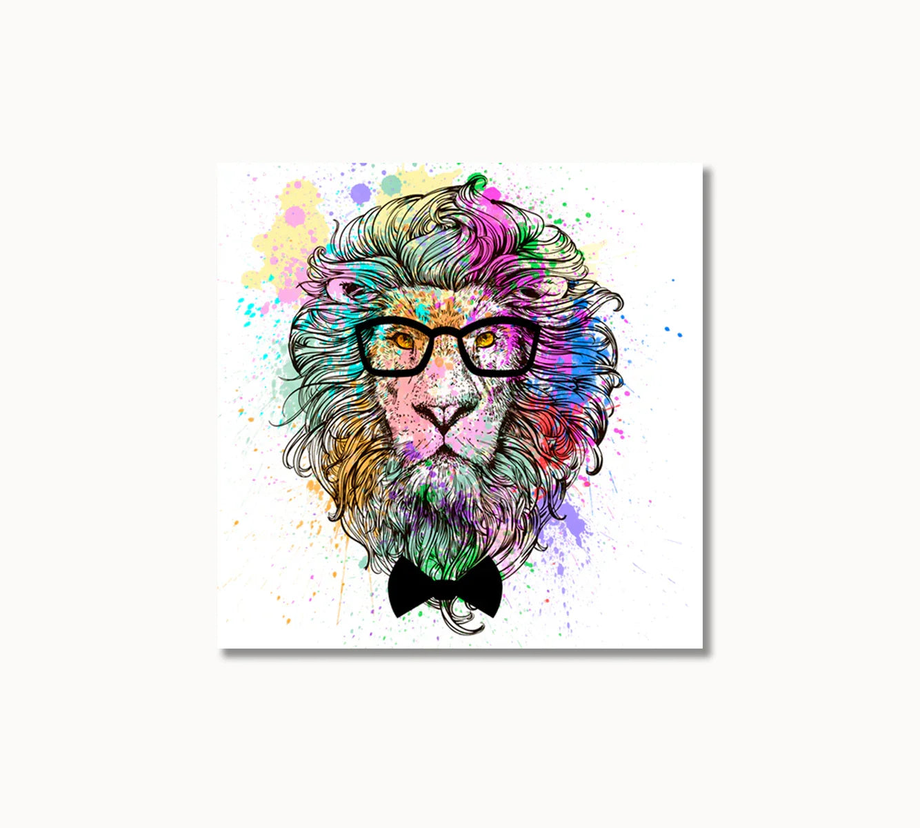 Abstract Multicolored Lion Portrait—hero canvas close-up