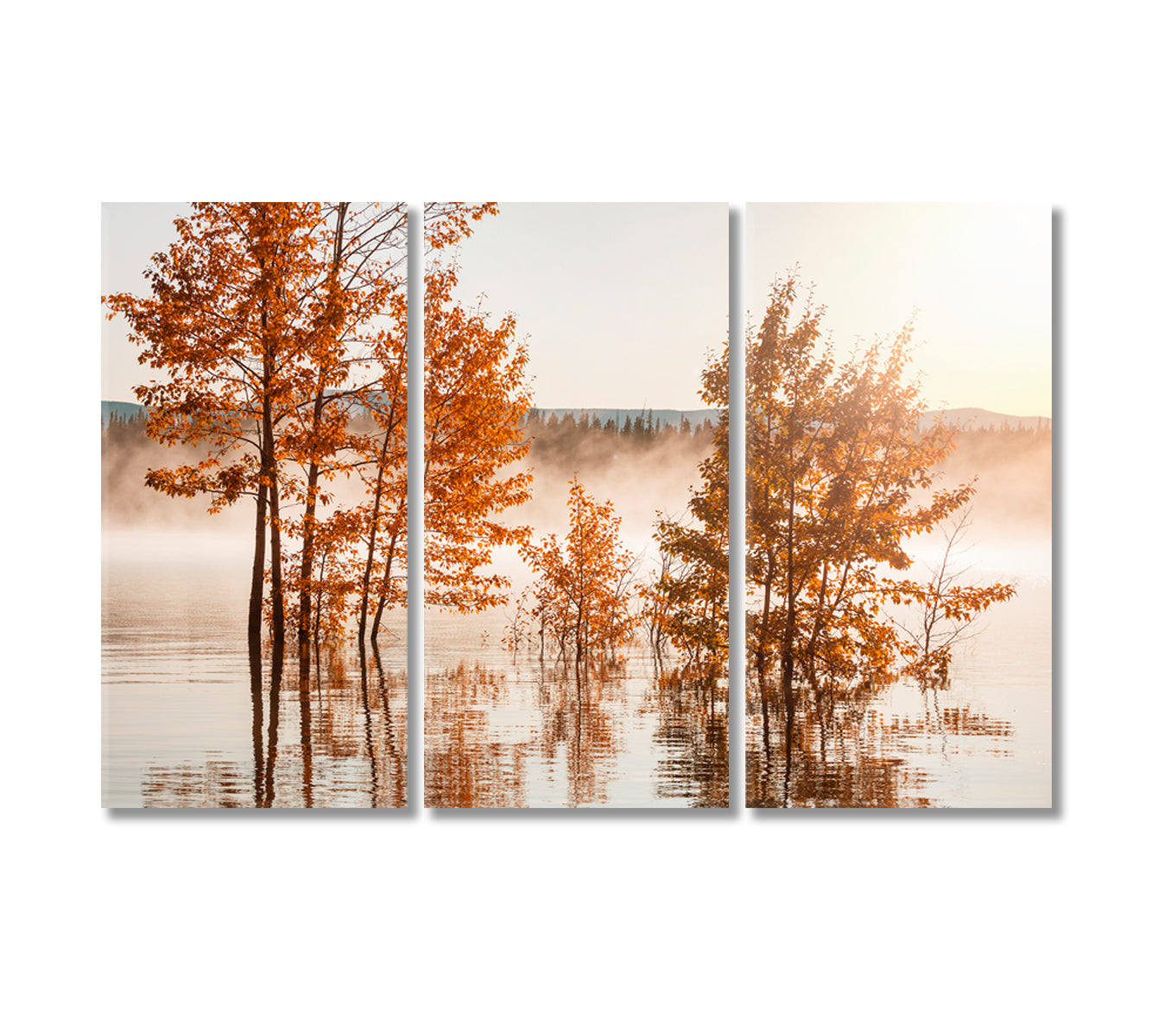 Beautiful Lake in Autumn Canvas Print-Canvas Print-CetArt-3 Panels-36x24 inches-CetArt