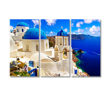 Santorini Oia Village Greece Cyclades Canvas Print-Canvas Print-CetArt-3 Panels-36x24 inches-CetArt