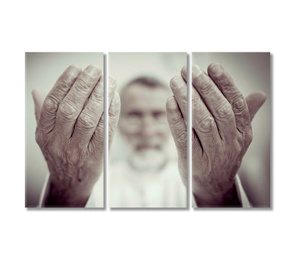 Muslim Old Man Praying Canvas Print-Canvas Print-CetArt-3 Panels-36x24 inches-CetArt