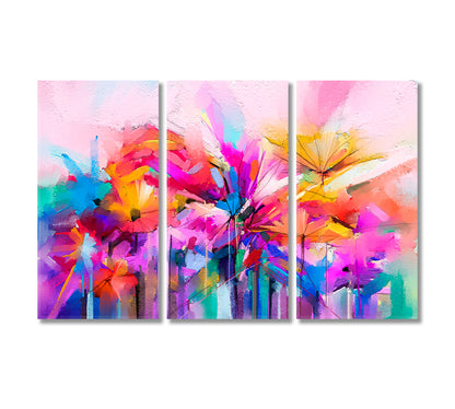 Modern Abstract Spring Flower Canvas Print-Canvas Print-CetArt-3 Panels-36x24 inches-CetArt