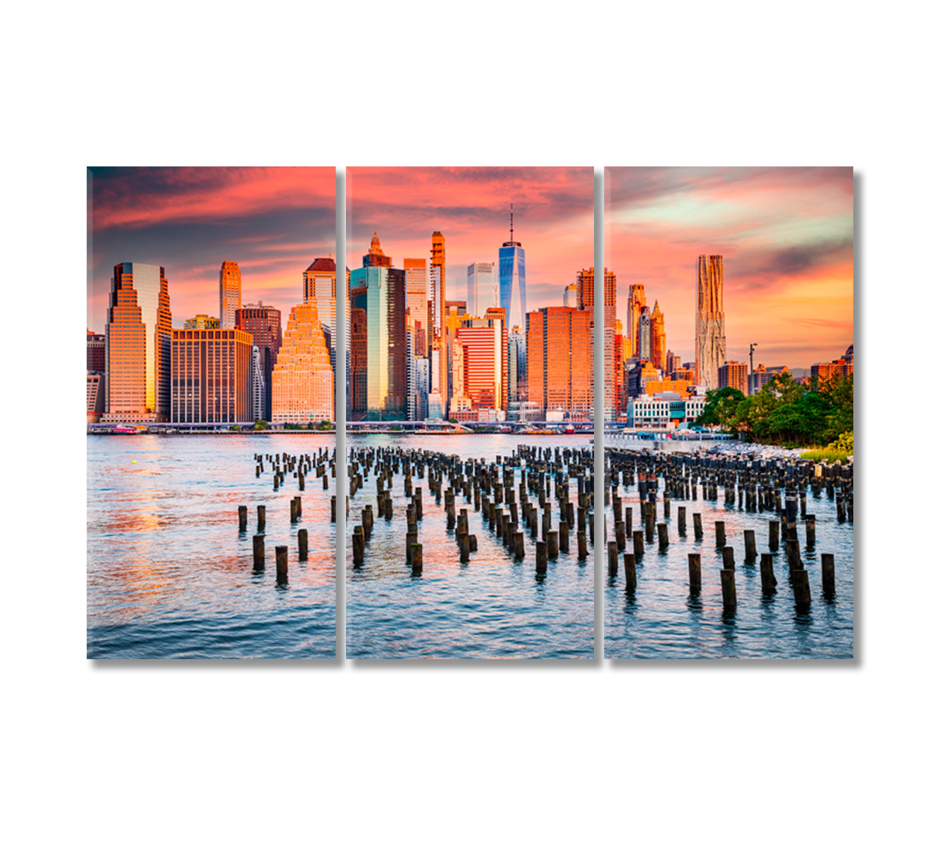 Sunrise over Manhattan New York United States Canvas Print-Canvas Print-CetArt-3 Panels-36x24 inches-CetArt