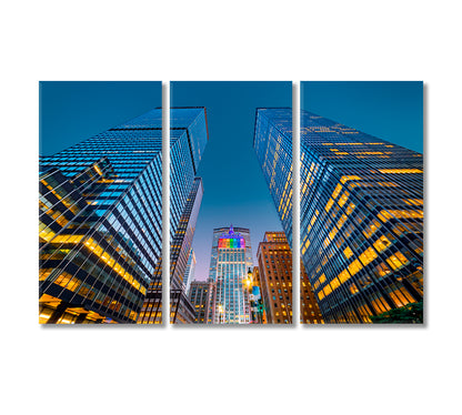 New York Skyscrapers at Dusk Canvas Print-Canvas Print-CetArt-3 Panels-36x24 inches-CetArt
