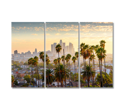 Downtown Los Angeles Skyline at Sunset Canvas Print-Canvas Print-CetArt-3 Panels-36x24 inches-CetArt