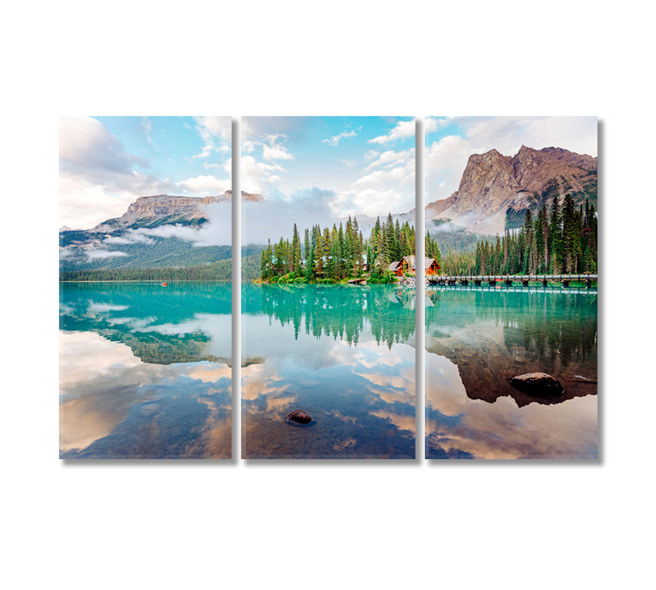 Amazing Emerald Lake in Yoho National Park Canvas Print-Canvas Print-CetArt-3 Panels-36x24 inches-CetArt