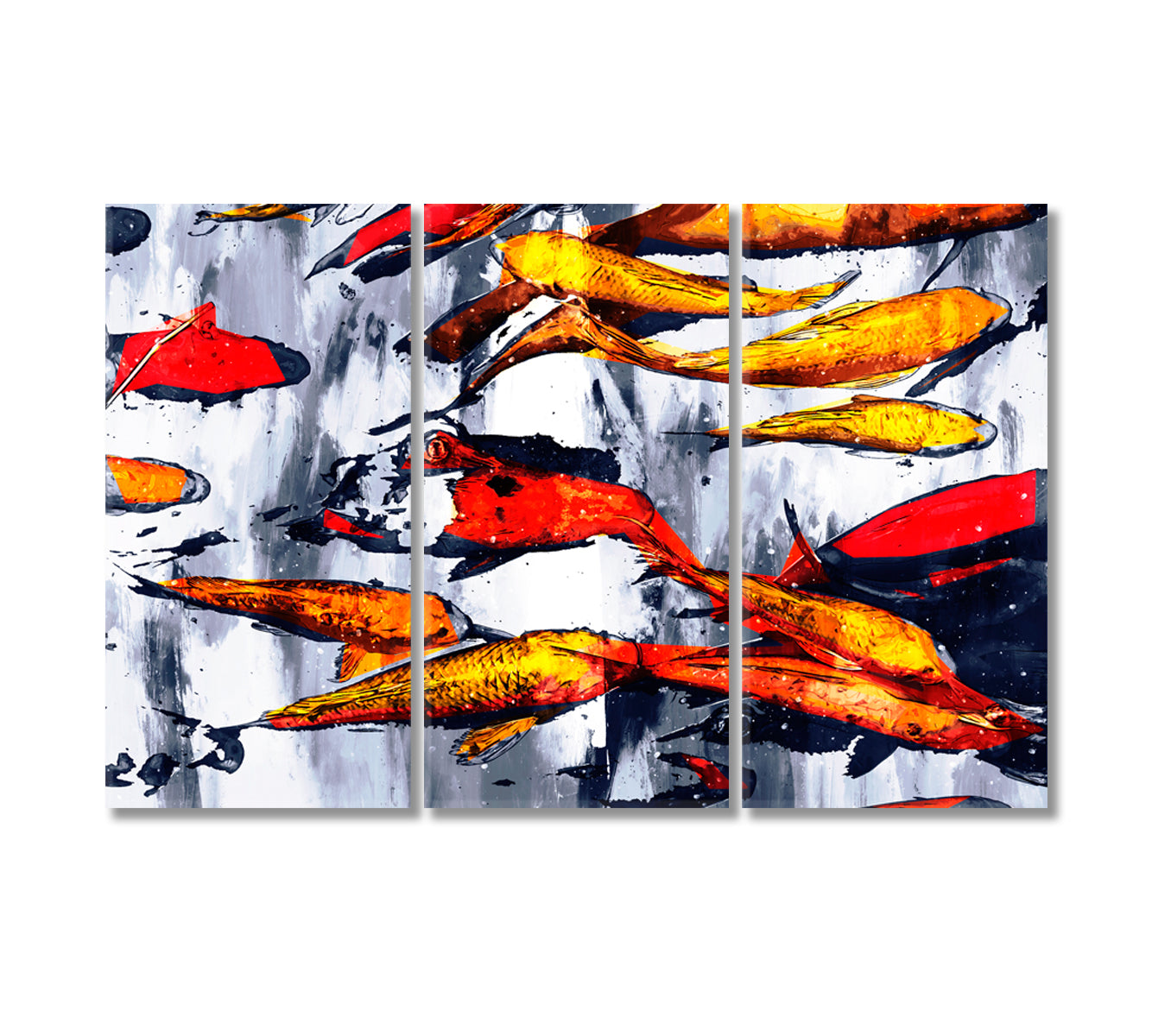 Abstract Carp Fish Canvas Print-Canvas Print-CetArt-3 Panels-36x24 inches-CetArt