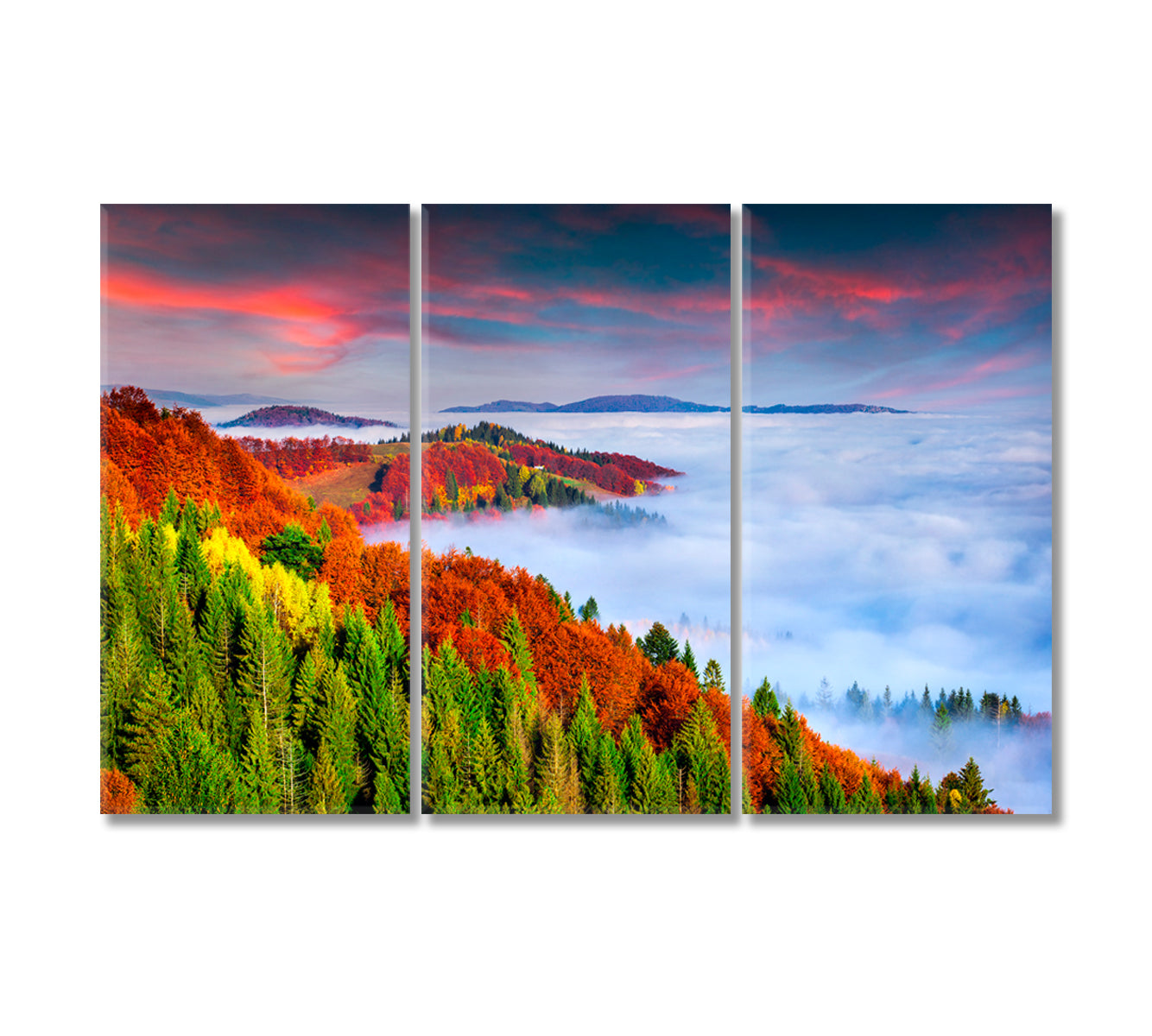 Autumn Morning in Carpathians Ukraine Canvas Print-Canvas Print-CetArt-3 Panels-36x24 inches-CetArt