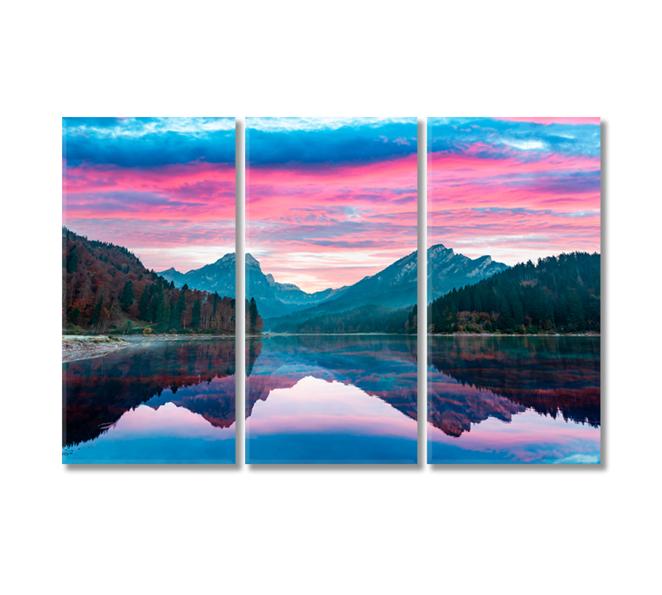 Dramatic Sunset at Obersee Lake Swiss Alps Switzerland Canvas Print-Canvas Print-CetArt-3 Panels-36x24 inches-CetArt