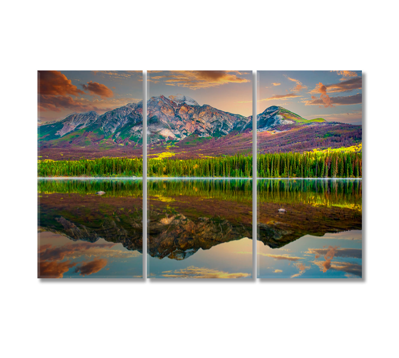 Sunrise at Pyramid Lake Jasper Alberta Canada Canvas Print-Canvas Print-CetArt-3 Panels-36x24 inches-CetArt