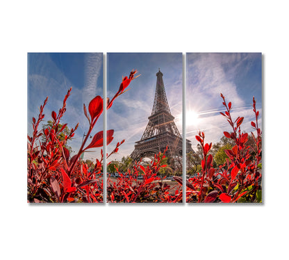 Eiffel Tower with Spring Flowers at Dawn Canvas Print-Canvas Print-CetArt-3 Panels-36x24 inches-CetArt