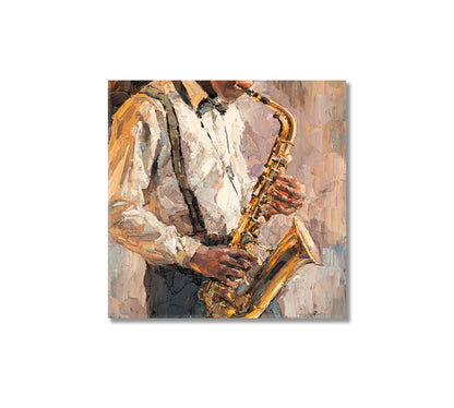 Jazzman Playing Saxophone Canvas Print-Canvas Print-CetArt-1 panel-12x12 inches-CetArt