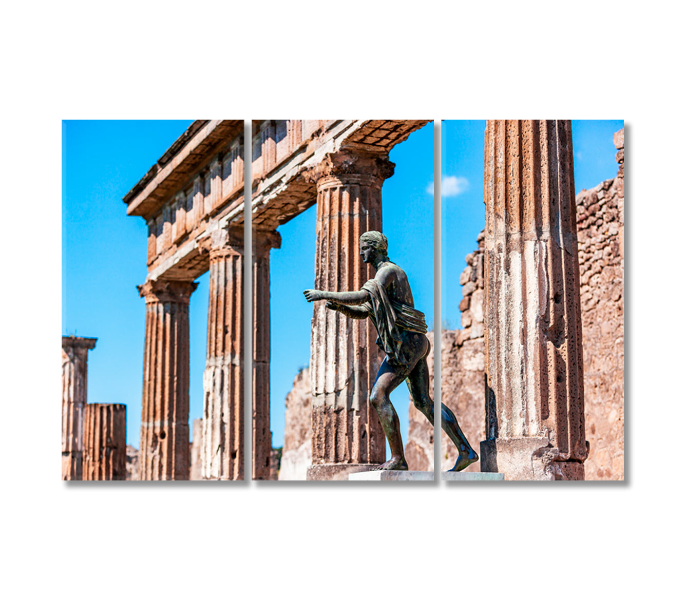 Ruins of Antique Temple of Apollo with Apollo Statue Canvas Print-Canvas Print-CetArt-3 Panels-36x24 inches-CetArt