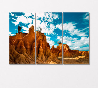 Big Orange Sand Stones of Tatacoa Desert Colombia Canvas Print-Canvas Print-CetArt-3 Panels-36x24 inches-CetArt