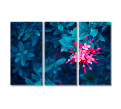 Beautiful Leaves with Pink Flowers Canvas Print-Canvas Print-CetArt-3 Panels-36x24 inches-CetArt