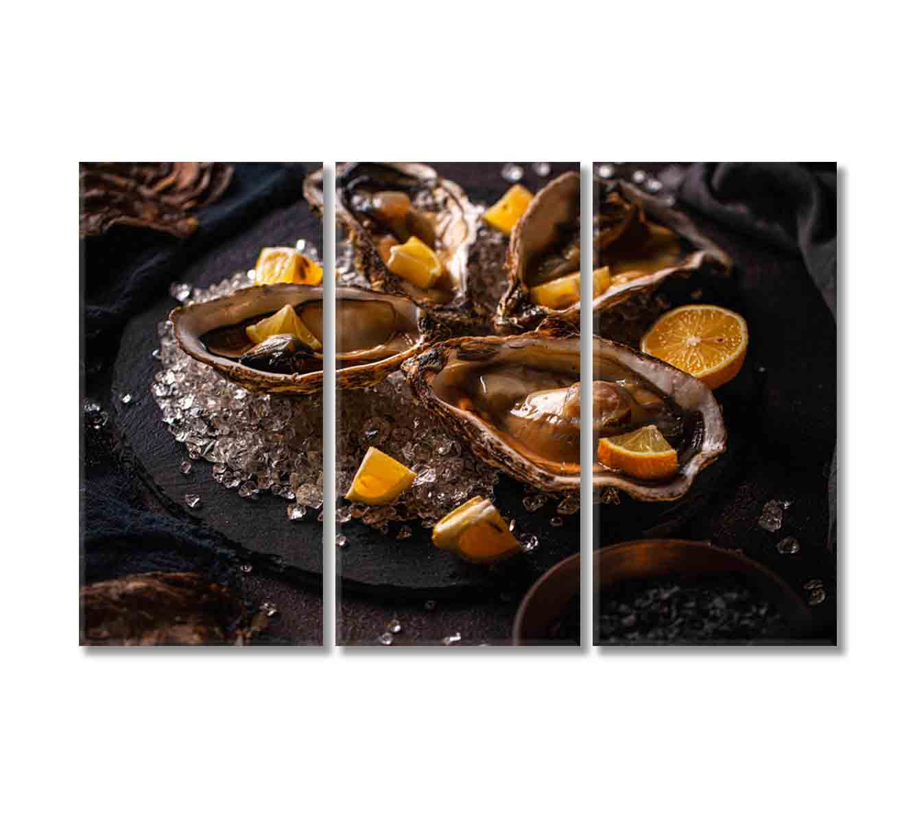 Oysters with Ice and Lemon Canvas Print-Canvas Print-CetArt-3 Panels-36x24 inches-CetArt