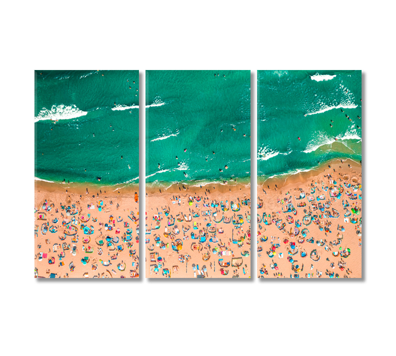 Crowded Beach at Baltic Sea Poland Canvas Print-Canvas Print-CetArt-3 Panels-36x24 inches-CetArt