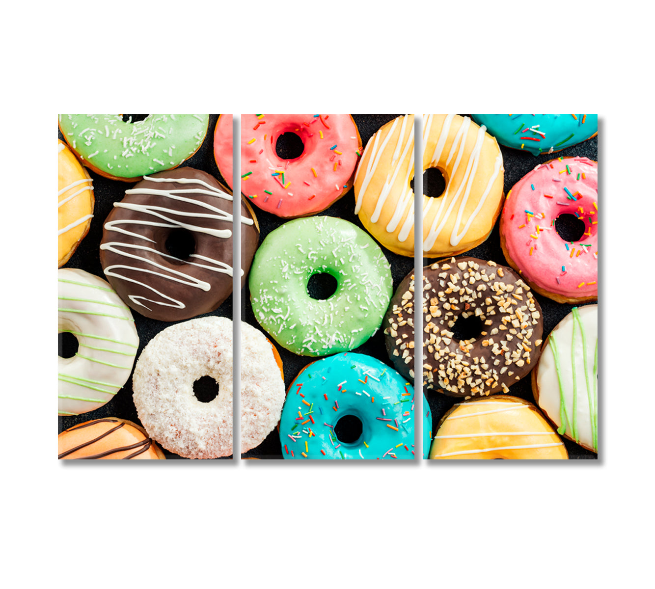 Colorful Donuts Canvas Print-Canvas Print-CetArt-3 Panels-36x24 inches-CetArt