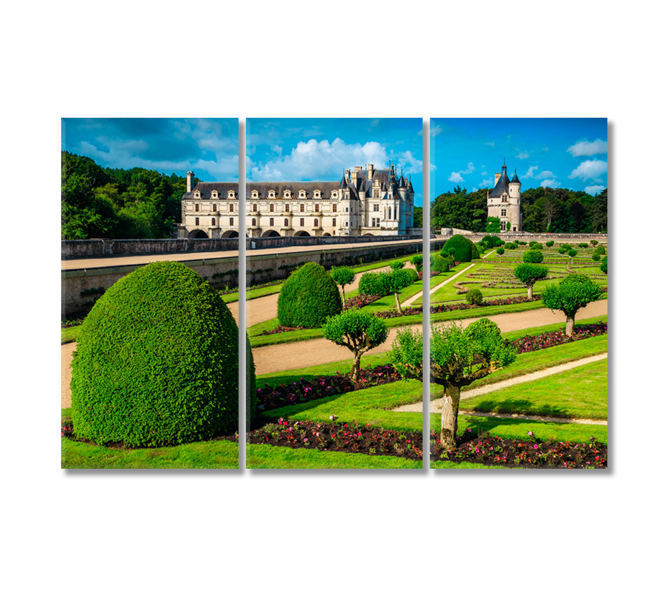 Chenonceau Castle Loire Valley France Canvas Print-Canvas Print-CetArt-3 Panels-36x24 inches-CetArt