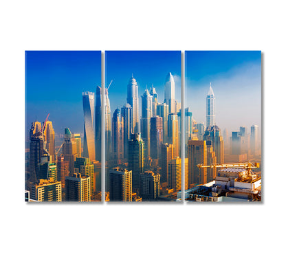 Dubai Marina Skyline Dubai United Arab Emirates Canvas Print-Canvas Print-CetArt-3 Panels-36x24 inches-CetArt