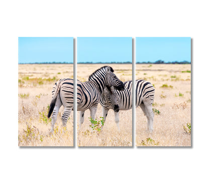 Family of African Zebras Canvas Print-Canvas Print-CetArt-3 Panels-36x24 inches-CetArt