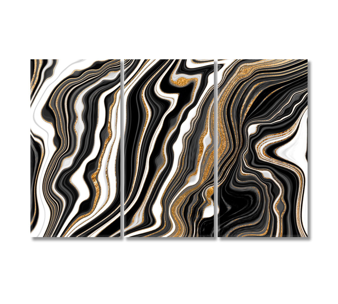 Abstract Black and White Agate Canvas Print-Canvas Print-CetArt-3 Panels-36x24 inches-CetArt