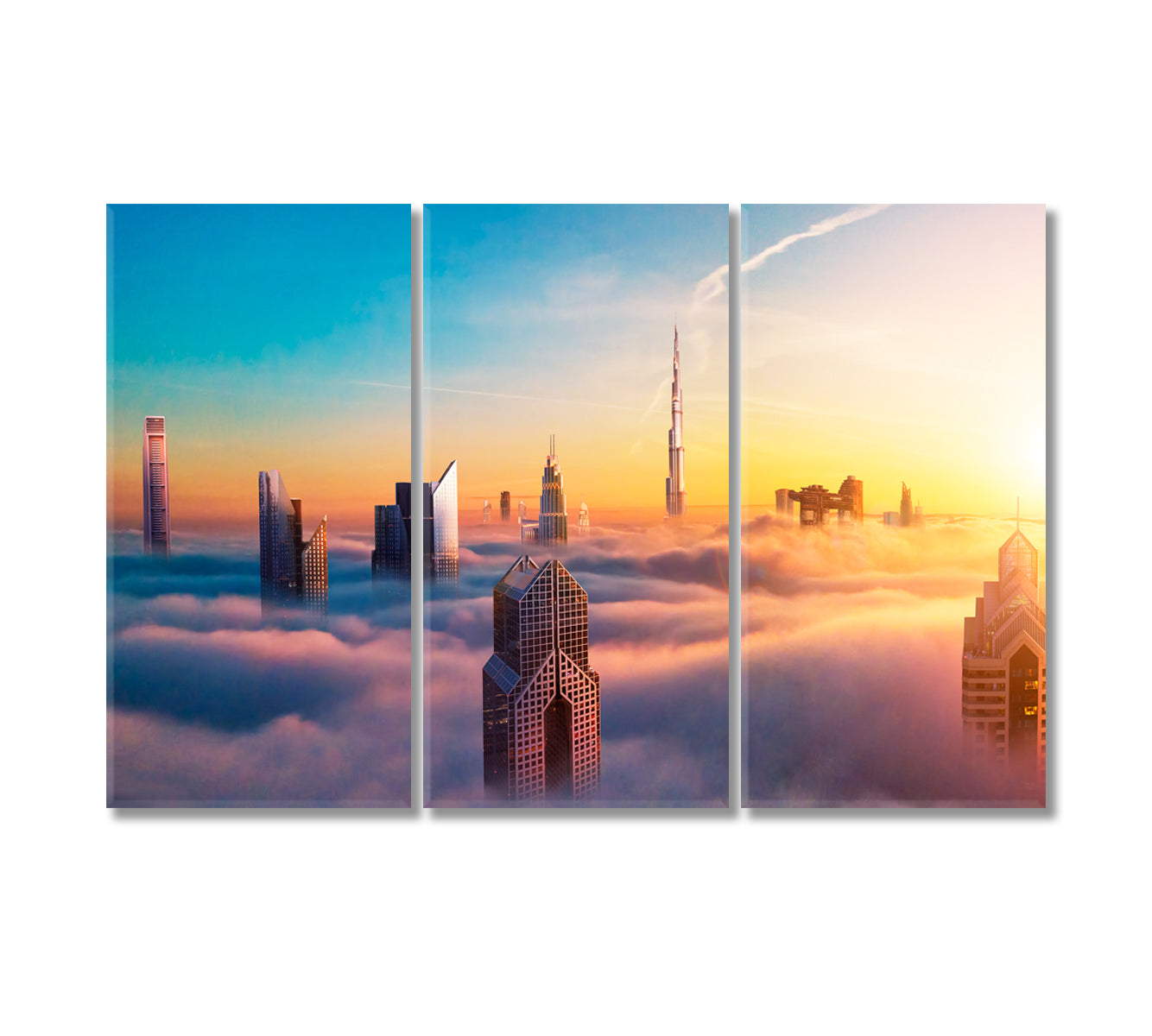Dubai City Covered with Clouds Canvas Print-Canvas Print-CetArt-3 Panels-36x24 inches-CetArt