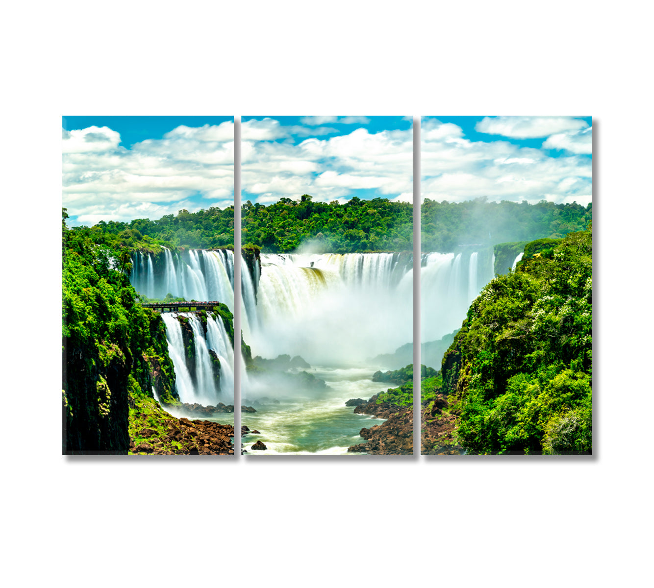 Iguazu Falls in Tropical Rainforest Argentina Canvas Print-Canvas Print-CetArt-3 Panels-36x24 inches-CetArt