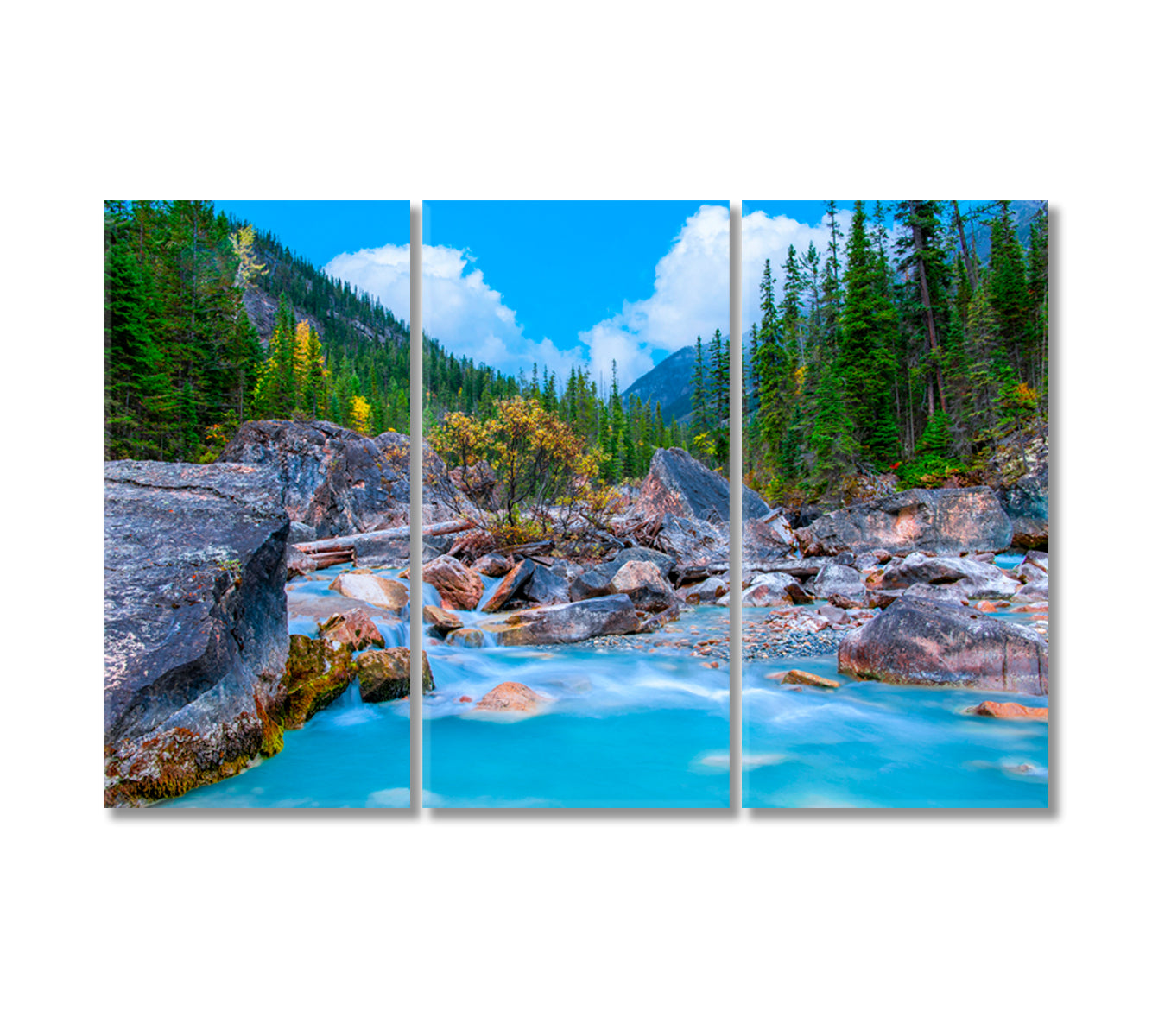 Kicking Horse River Waterfalls Banff Alberta Canada Canvas Print-Canvas Print-CetArt-3 Panels-36x24 inches-CetArt