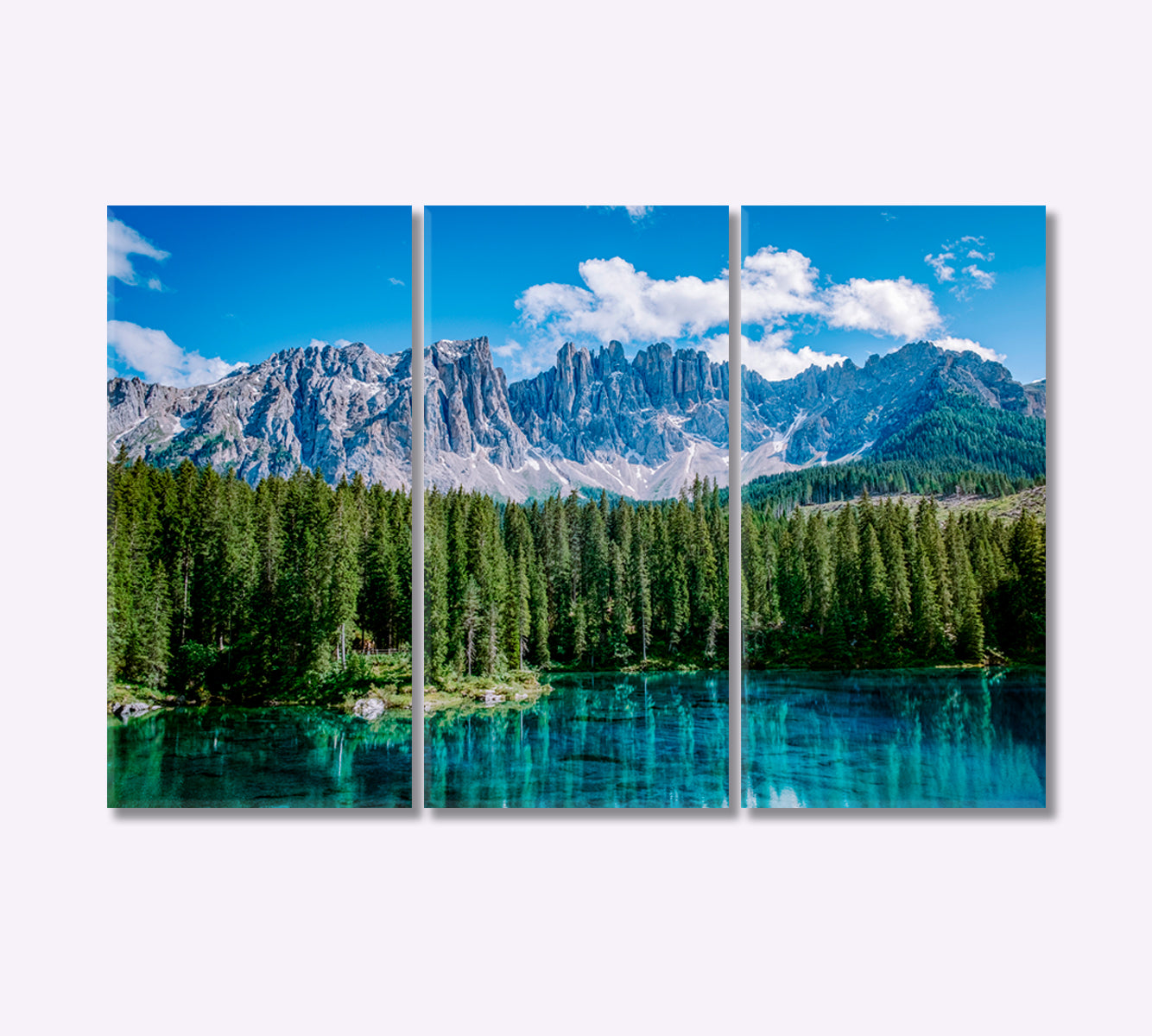 Crystal Blue Lake in Dolomites Italy Canvas Print-Canvas Print-CetArt-3 Panels-36x24 inches-CetArt