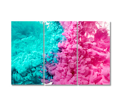 Pink and Green Ink Paint Drops in Water Canvas Print-Canvas Print-CetArt-3 Panels-36x24 inches-CetArt