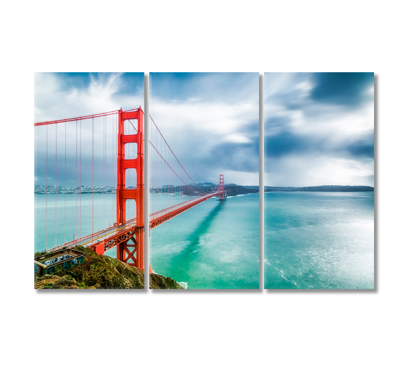 Landscape of Golden Gate Bridge San Francisco Canvas Print-Canvas Print-CetArt-3 Panels-36x24 inches-CetArt