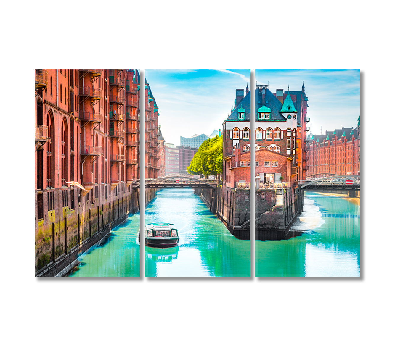 Speicherstadt Hamburg Germany Canvas Print-Canvas Print-CetArt-3 Panels-36x24 inches-CetArt