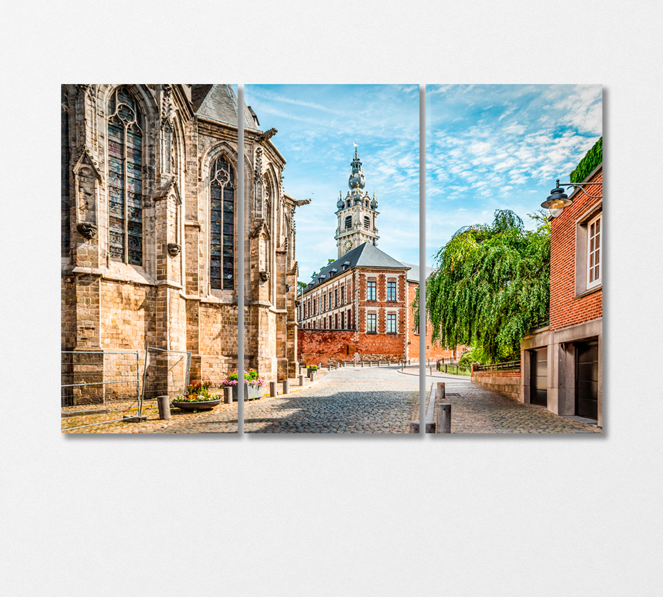 Old Church in Wallonia Belgium Canvas Print-Canvas Print-CetArt-3 Panels-36x24 inches-CetArt