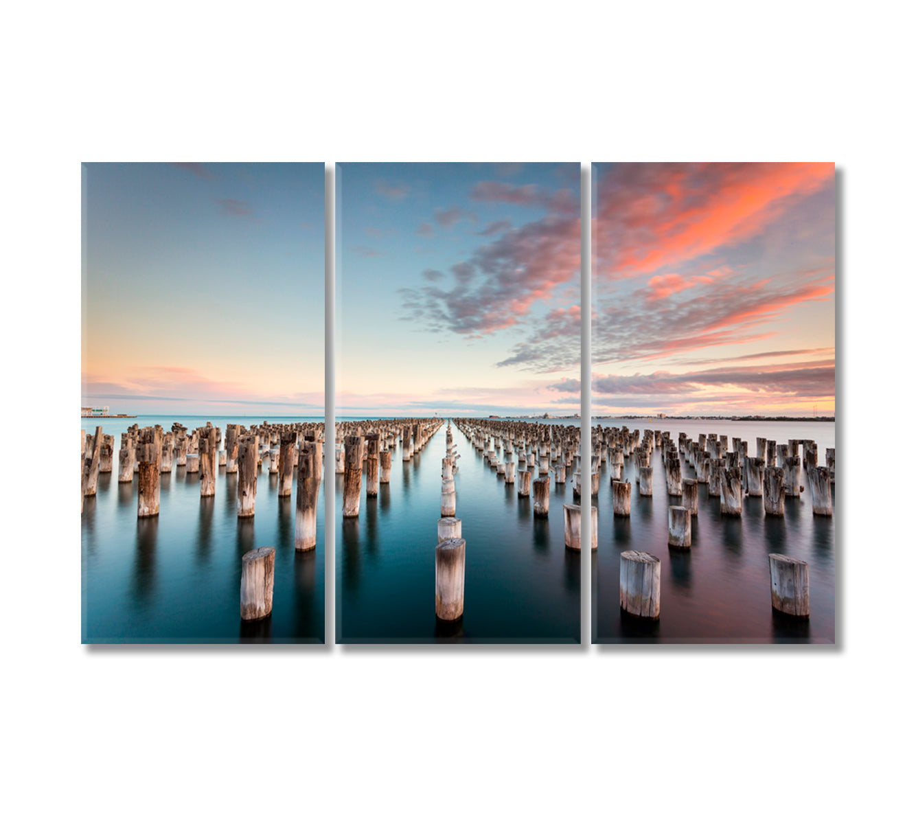 Princes Pier at Sunset in Port Melbourne Australia Canvas Print-Canvas Print-CetArt-3 Panels-36x24 inches-CetArt