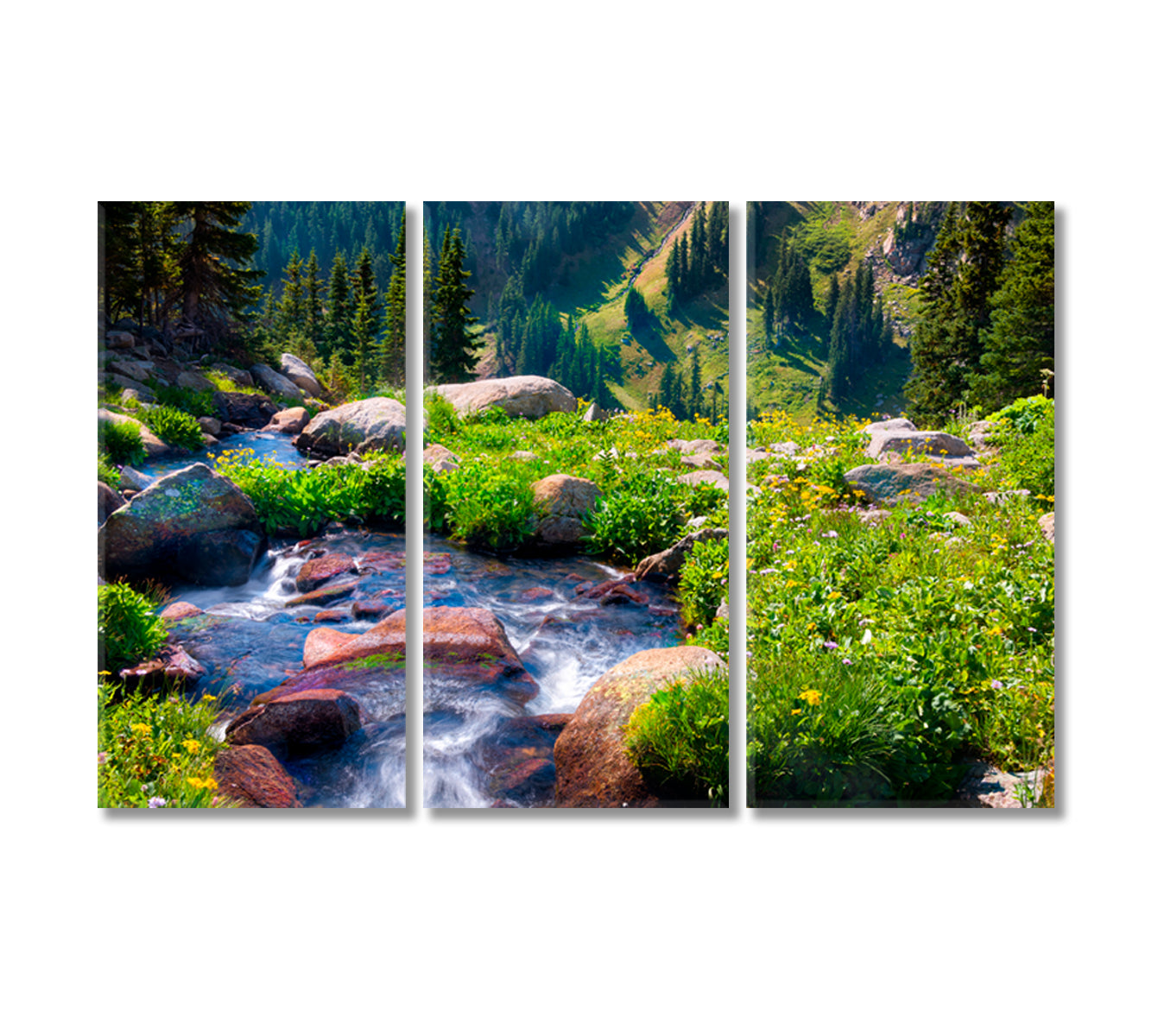 Nature Landscape with Boulder Creek River Canvas Print-Canvas Print-CetArt-3 Panels-36x24 inches-CetArt