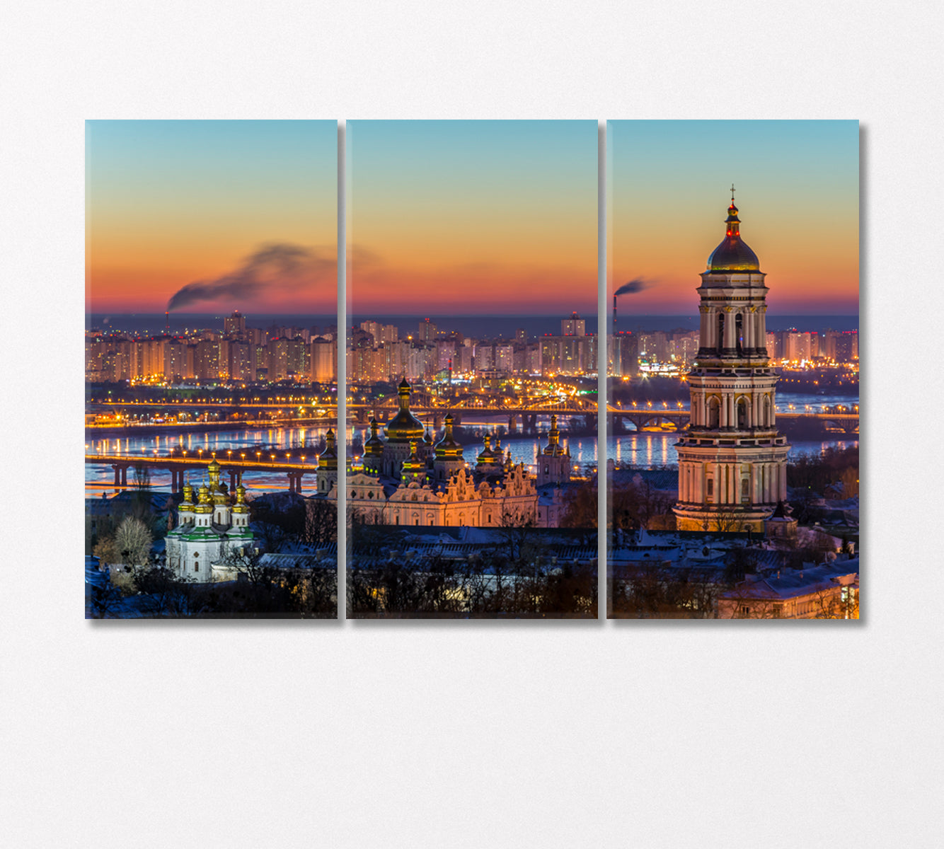 Sunrise over Kiev Pechersk Lavra Ukraine Canvas Print-Canvas Print-CetArt-3 Panels-36x24 inches-CetArt