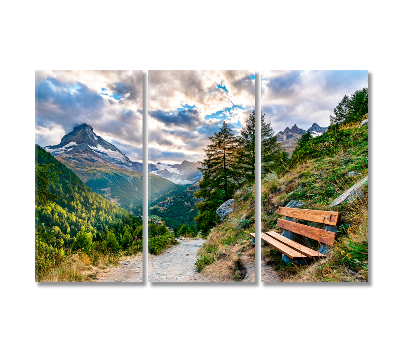 View of Matterhorn Mountain Swiss Alps Canvas Print-Canvas Print-CetArt-3 Panels-36x24 inches-CetArt