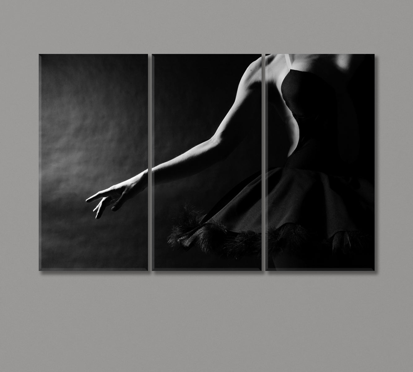 Ballerina in Black Canvas Print-Canvas Print-CetArt-3 Panels-36x24 inches-CetArt